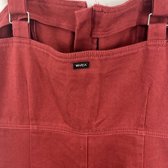 RVCA Burgundy Overalls Womens Size XL Baggy Skater Grunge - Picture 12 of 16